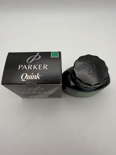 PARKER QUINK PERMANENT GREEN FOUNTAIN PEN INK 57ML BOTTLE - Picture 3 of 4