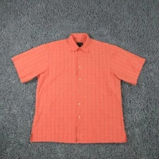 Scott Barber Shirt Mens Large Orange Coral  Sleeve Button Up