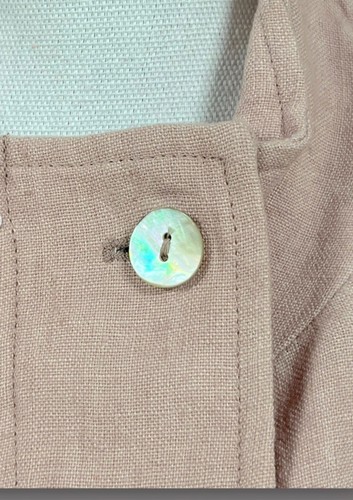 NWOT NEIMAN MARCUS 100% LINEN UTILITY JACKET BLUSH PINK SZ L ZIPPER BUTTONS - Picture 3 of 6