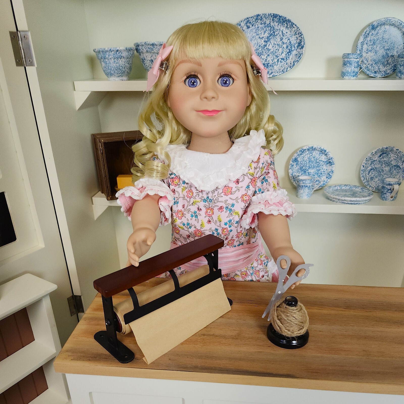 18" Doll Oleson's Mercantile Paper Cutter, Twine, Scissors. Fits American Girl