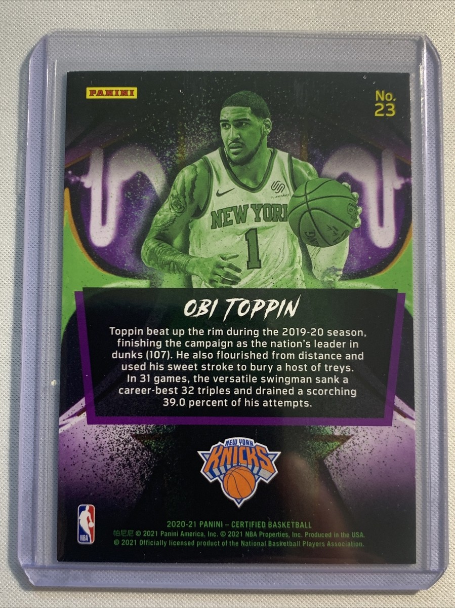 Certified　2020－21 2020-21 Panini Certified Obi Toppin 2020 Insert #23 | eBay