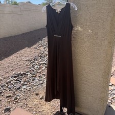 Michael Kors Brown V Neck Hi Low Dress M Medium S9