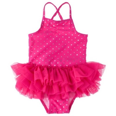 NWT CIRCO Infant Toddler Girls Heart Tutu 1-Piece Swimsuit PINK Sz 18 M Months