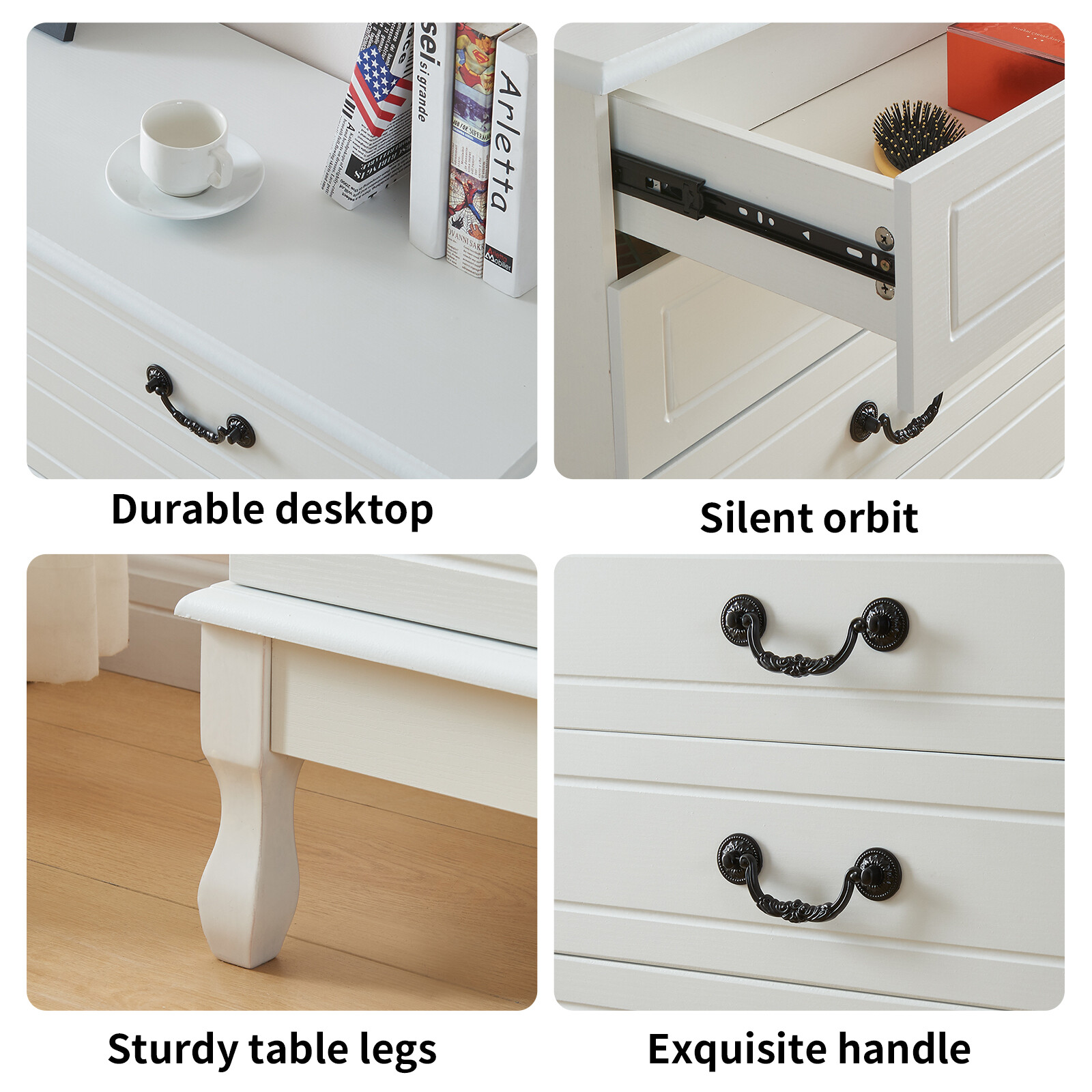 White Chest of Drawers 8 Drawer Modern Slim Side Clothes Storage