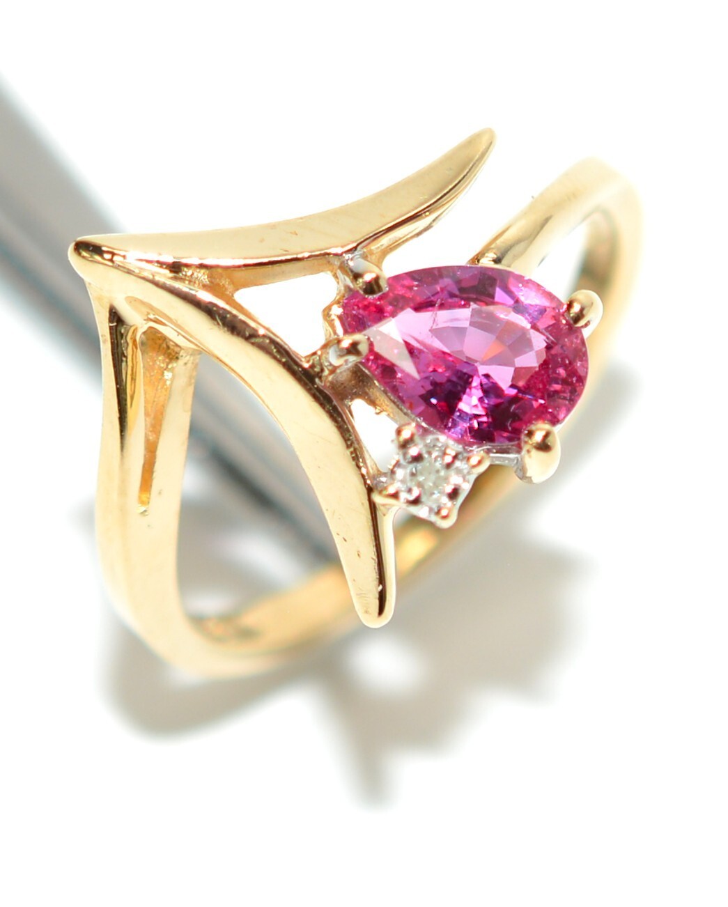 Natural Ruby & Diamond Ring 14K Solid Gold .69tcw… - image 4