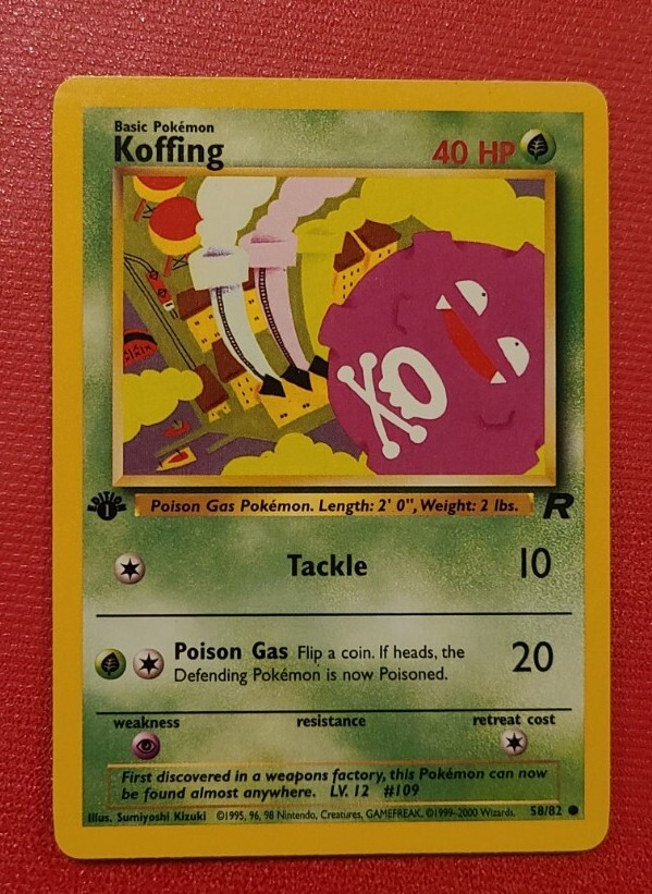 Koffing 1st Edition Pokemon Card Team Rocket 58/82 Near Mint very sharp card