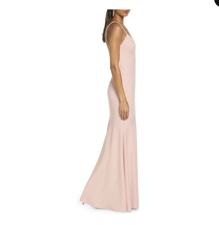 Katie May Blush Smooth Operator Dress Womens M Pink V-Neck Maxi Formal  Evening