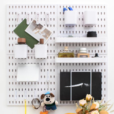 White Pegboard Organizer Kit with 20 Accessories for Home & Office Setup
