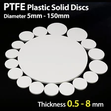 PTFE Plastic Solid Discs Flat Round Pad Sealed Cushioning Diameter 5mm-150mm Dia