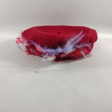Beret Basque De Luxe Red Wool Hat With Feathers Womens