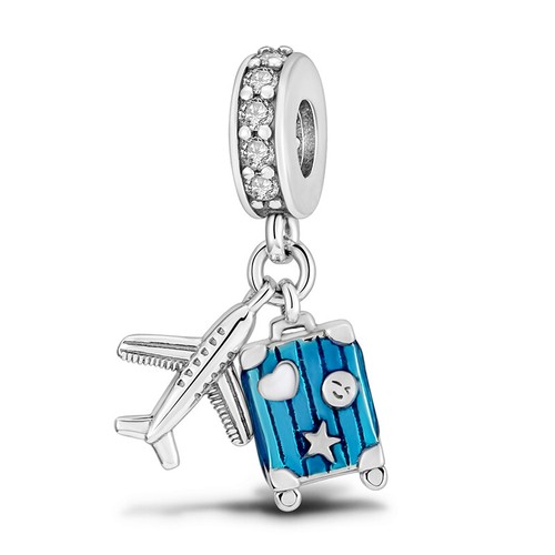 2025 Airplane Luggage Camera Charms CZ For Beacelets Necklace 925 Silver Plated - Picture 142 of 182
