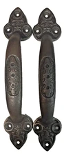 2 Cast Iron Antique Style Large Fancy  Barn Door  Handles 8-1/4" FREE SHIPPING