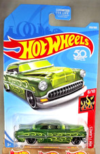 2018 Hot Wheels #350 HW Flames 8/10 CUSTOM '53 CHEVY Green w/Black DD8 Spokes