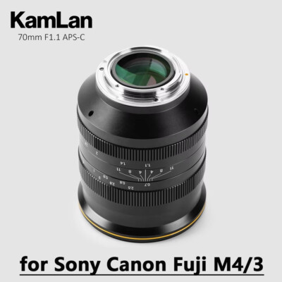 Kamlan 70mm f1.1 Manual Focus APS-C Large Aperture Lens for Sony Canon Fuji M4/3