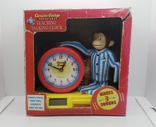 Rare Vintage Curious George Teaching Talking Clock with box