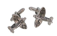 Flugzeuge Manschettenkn&ouml;pfe silberfarben schwarz MM0504 + Geschenkbox