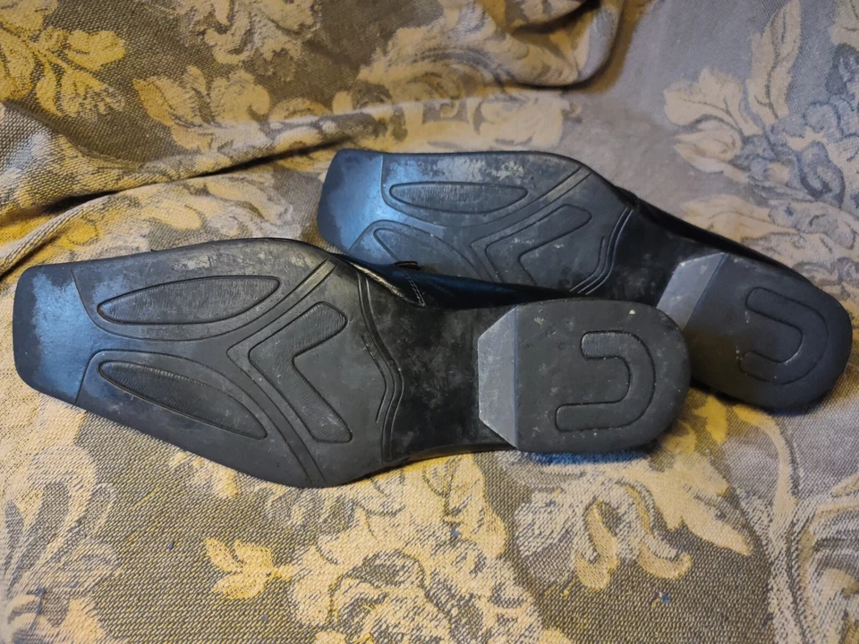 Zapatos de vestir Robert Wayne para hombre, punta cuadrada cuero PU negro, talla 12 (se siente 11) Foto 4 de 4