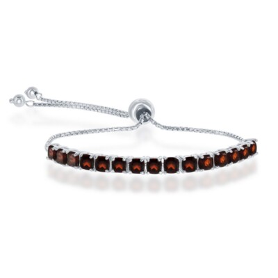Sterlingsilber 4 mm verstellbares Tennis Bolo Armband - Granat