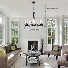 110V 5 Light Adjustable Wagon Wheel Chandelier Lamp High Ceiling Fixture