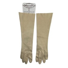 Vintage 40s 50s DAWNELLE Womens XS Long Cotton Gloves Formal Dress BEIGE NOS