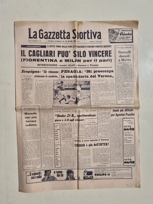 Gazzetta Dello Sport – 6 Aprile 1969 – Cagliari, Fiorentina, Milan – Original