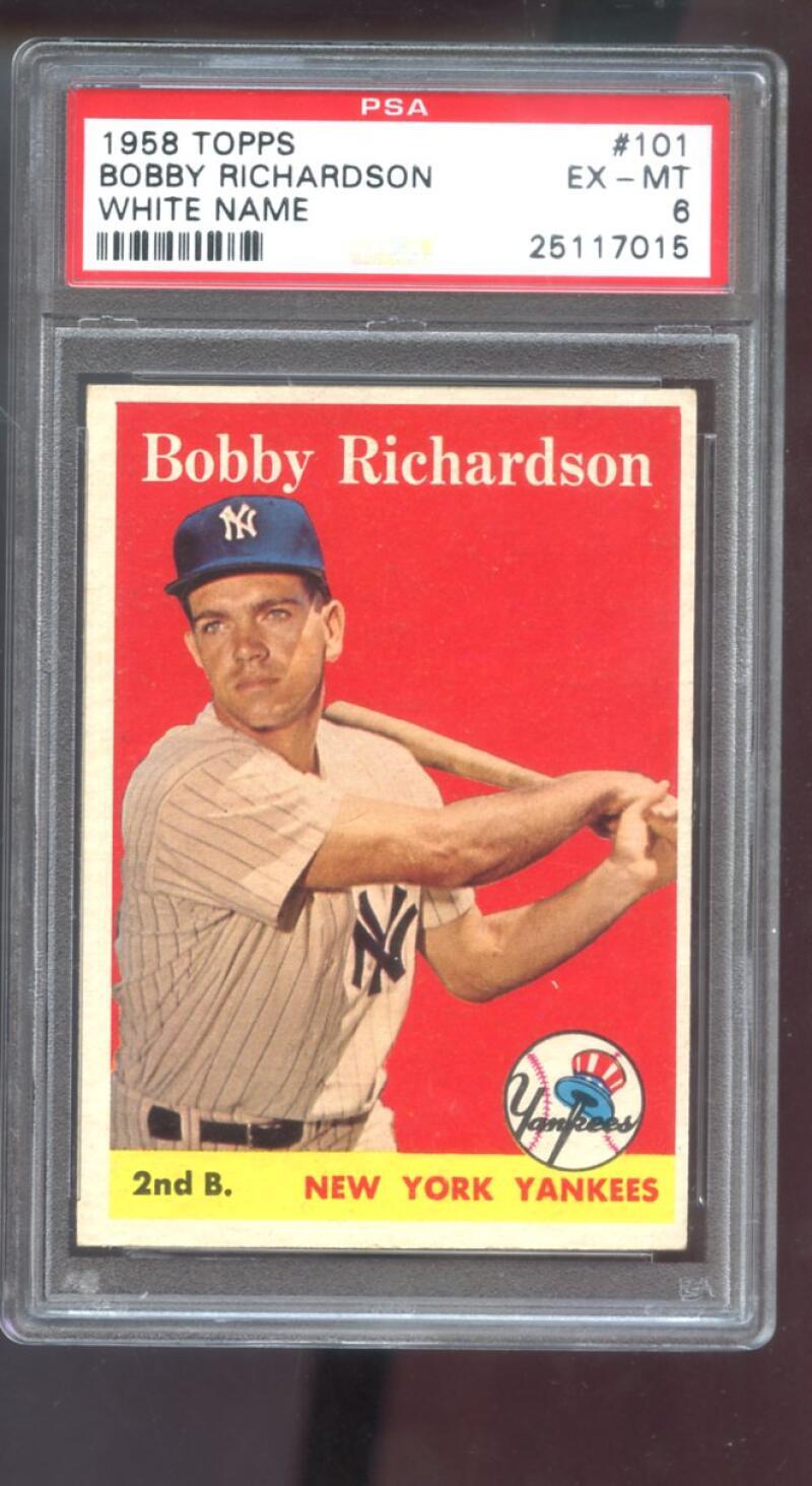 1958 Topps #101 Bobby Richardson PSA 6 Graded Baseball Card MLB New York Yankees