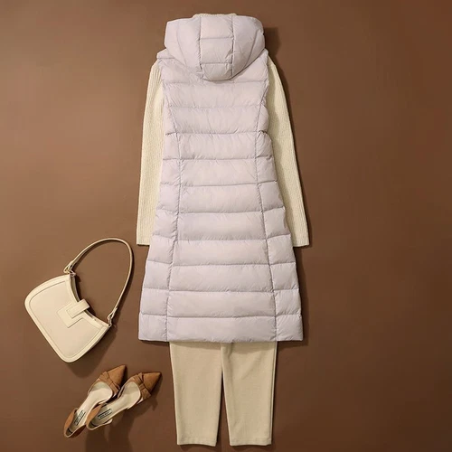 Winter Women Down Vest Jacket Sleeveless Hooded New Coat Long Waistcoat Gilet - Picture 4 of 21