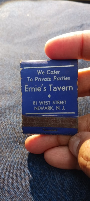 ERNIE'S TAVERN ..NEWARK NJ.  1960S...UNSTRUCK MATCHBOOK