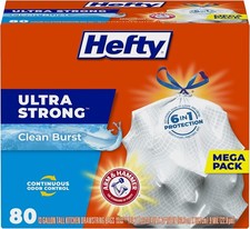 Hefty Ultra Strong Trash Bags, Black Tall Kitchen Trash Bags 13 Gallon Size, Bre