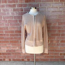 Varley Cameron Knit Cardigan Sweater Women's S Tan Cotton Zip up