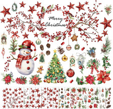 16 Sheets Christmas Rub on Transfers for Crafts and Furniture Xmas Tree Snowman