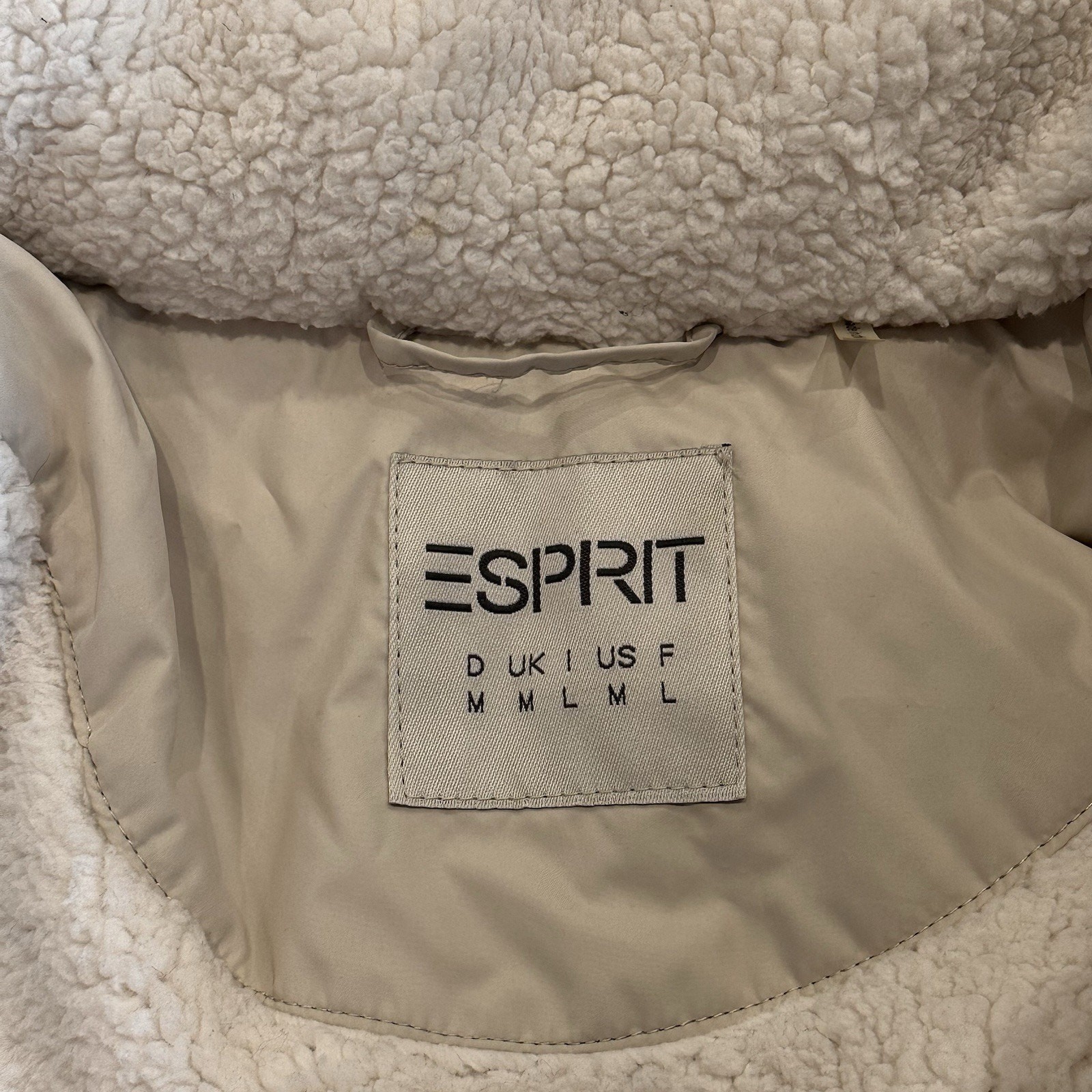 Vintage Rare Esprit Women’s MED Puffer Parka Jacket Removable Hood Faux Fur Y2K image 7