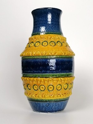 Bitossi MidCentury Vase Blaugelb 60er Italy Vintage Ceramic Aldo Londi