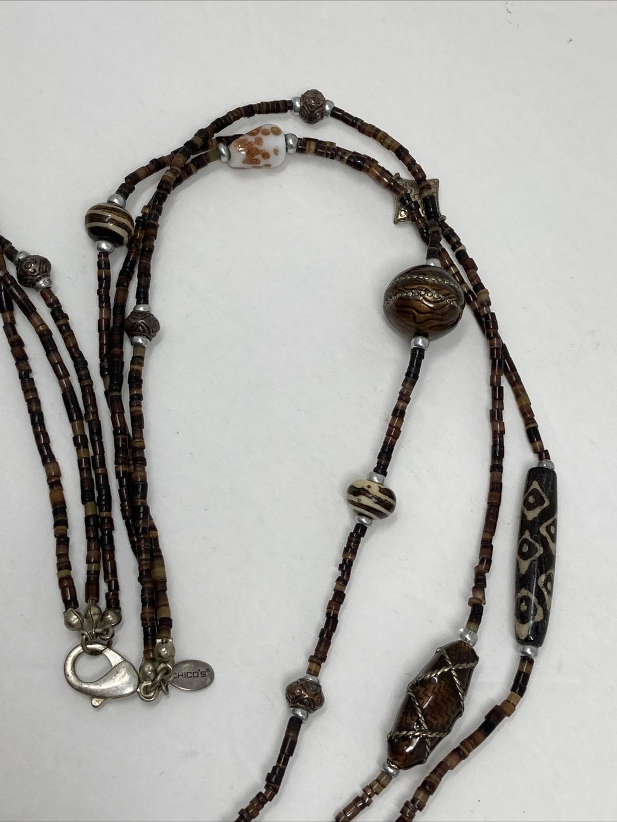 CHICO'S Necklace Statement Brown Multi Strand Sou… - image 7