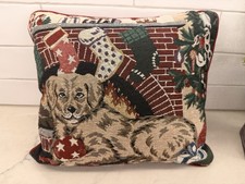 Golden Retriever Christmas Needlepoint Tapestry Throw Pillow Dakotah Made In USA