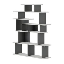 Libreria Design in Legno 120x29x149 cm Bianca e Antracite per Interni