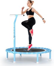 40" Fitness Mini Trampoline with Adjustable Handle Bar 330lbs Bungee Rebounder