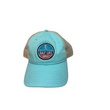 Cappello camionista Salt Life blu acqua maglia marrone snapback pesca surf logo toppa berretto