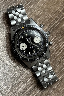 CLEBAR Zodiac Chronograph 1970s Manual wind, Coffin Link Band,  Poor Mans Heuer 