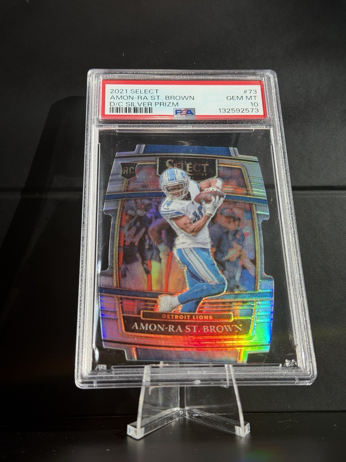 Panini Select 2021 Amon-Ra St. Brown #73 Silver Prizm DIE-CUT ROOKIE PSA 10 NFL
