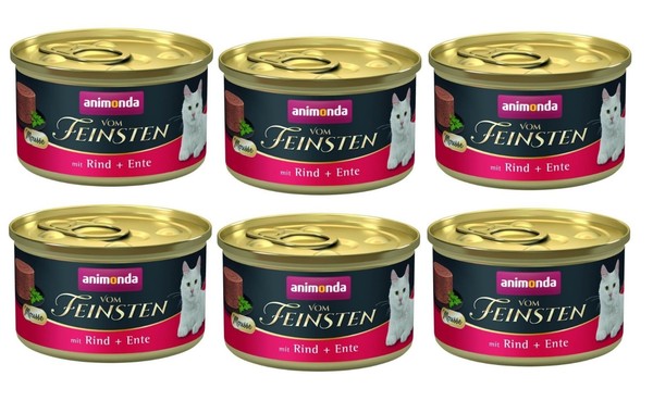 Animonda Vom Feinsten Nassfutter Mit Rind,Ente Mousse FüR Adulte Katzen 6X85G-image