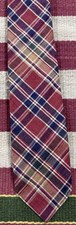 Kippenheimer Plaid Cotton Necktie Red Blue Tan Classic Mens Tie USA Made