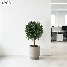 4Pcs Artificial Boxwood Topiary Ball Trees 25.6" with Ground Spikes UV Material