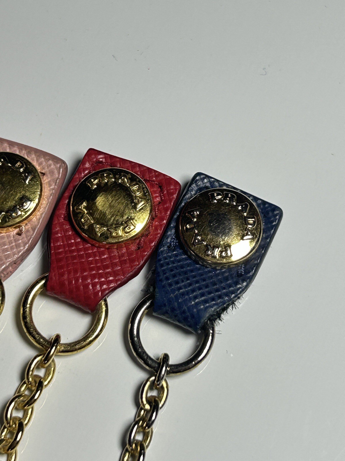 Prada Key Ring Chain Clasp Button 5 set Saffiano … - image 3