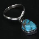 VTG Sterling Silver - NAVAJO Turquoise Dangle Pointed Charm Ring Size 2 - 2g