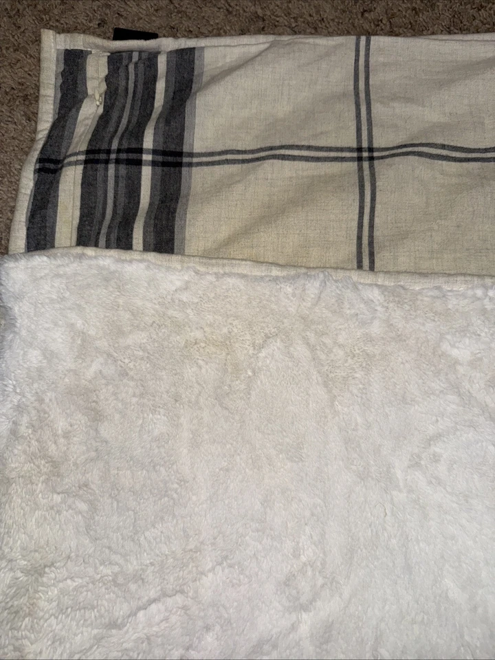 Juego de edredón UGG Dakota de franela de algodón a cuadros King azul marino marfil Foto 4 de 4