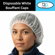 Disposable 1000 Pieces 28" White Bouffant Cap Hair Net Non-Woven Elastic
