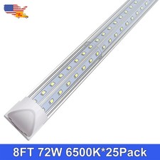 25 Pack 8FT T8 Integrated Led Tube Light Bulbs 72W 6500K 8' Shop Light Fixture