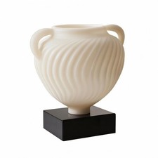 Resin Vase with Handles Ribbed Decorative Vase Modern for Shelf