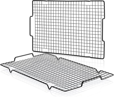HULISEN Cooling Rack 2 Pack - 16'' x 10'', Nonstick Baking 2 Packs, Black 